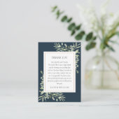 Diepzee Blauwgroene Bloemige Trouw Dank Je  Plaatskaartje (Staand voorkant)