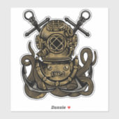 Diepzee-Duiker Octopus Gekruiste Ankers Sticker (Vel)