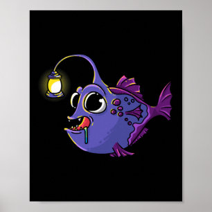 Diepzee hengelaar Laternvis hengelvis zeemonster Poster