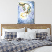 Diepzee Maan Zeemeermin Ingepakt Canvas Print (Insitu (Slaapkamer))