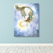 Diepzee Maan Zeemeermin Ingepakt Canvas Print (Insitu (Houten vloer))