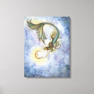 Diepzee Maan Zeemeermin Ingepakt Canvas Print