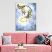 Diepzee Maan Zeemeermin Ingepakt Canvas Print (Insitu (Woonkamer))