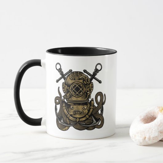 Diepzee, Oceaanbelduiker, Octopus, Anker, Mok (Met donut)