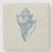  diepzeeblauwe schelp stenen onderzetter (Voorkant)