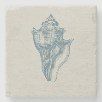 diepzeeblauwe schelp stenen onderzetter