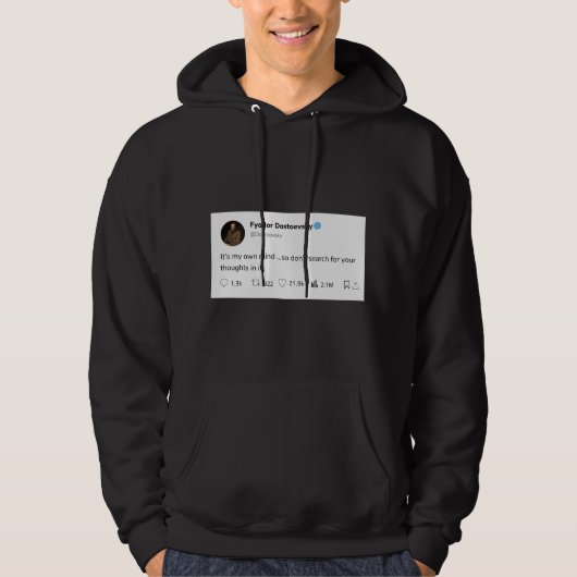 diepzwart donkerwit quote hoodie (Voorkant)