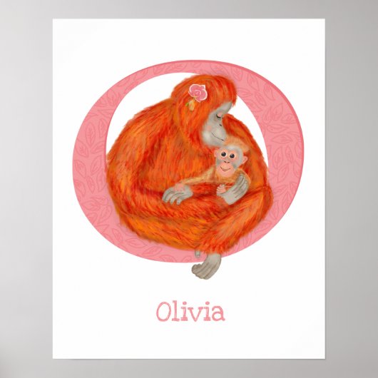 Dier ABC O is voor orang-oetan afdruk Poster (Voorkant)