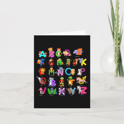 Dier Abcs Leren Kleuterschool Leraar Kaart (Voorkant)