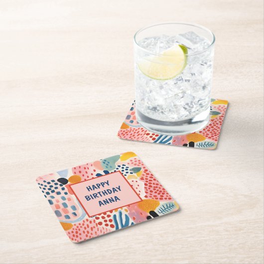 Dier Abstract Modern Retro Kleurrijk Kartonnen Onderzetters (Insitu)