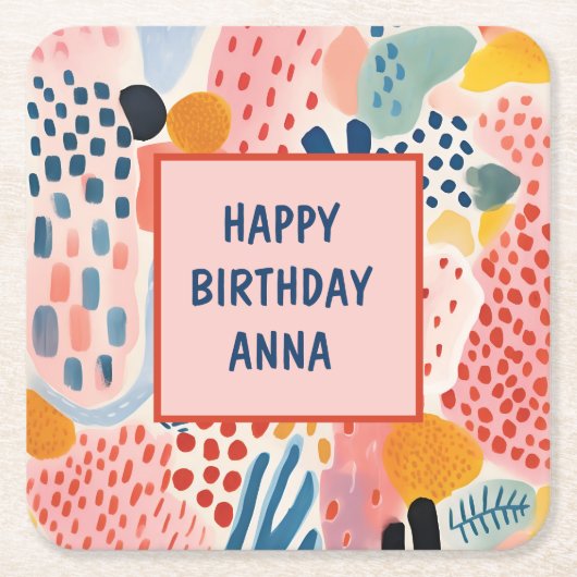 Dier Abstract Modern Retro Kleurrijk Kartonnen Onderzetters (Voorkant)