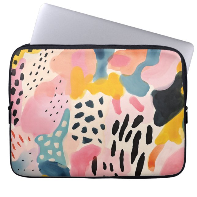 Dier Abstract Modern Retro Kleurrijk Laptop Sleeve (Voorkant)