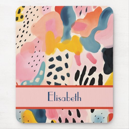 Dier Abstract Modern Retro Kleurrijk Muismat (Voorkant)
