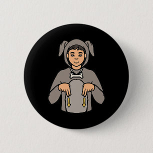 Dier ASL Handgebaar Doof Gehoorverlies Awarenes Ronde Button 5,7 Cm