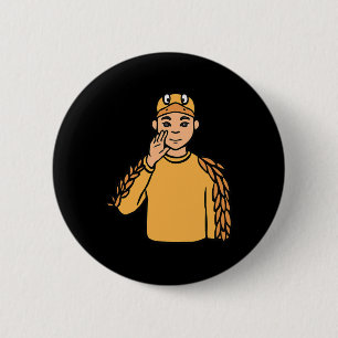 Dier ASL Handgebaar Doof Gehoorverlies Awarenes Ronde Button 5,7 Cm
