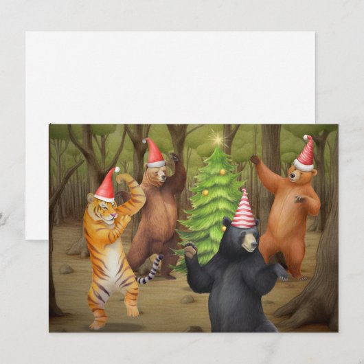 Dier Beer Tijger Kerstfeest Feestdagenkaart (Voorkant / Achterkant)