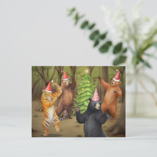 Dier Beer Tijger Kerstfeest Feestdagenkaart (Staand voorkant)