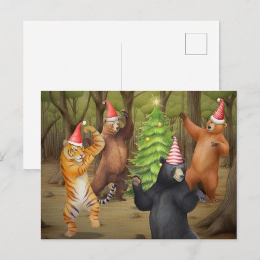 Dier Beer Tijger Kerstfeest Feestdagenkaart (Voorkant / Achterkant)