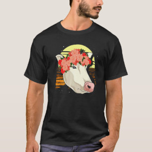 Dier Bloem Boerderij Dier Bloem Retro Koe T-shirt