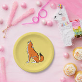 Dier! Cool Red WOLF -Wildlife -Yellow Papieren Bordje (Feest)