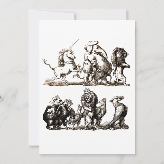 Dier Cute Kunst Eenhoorn Olifant Leeuw Dierentuin Kaart (Achterkant)