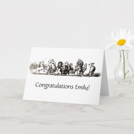 Dier Cute Kunst Eenhoorn Olifant Leeuw Dierentuin Kaart (Kleine Plant)