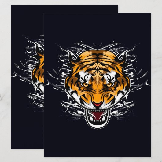 Dier Cute Tijger | In badkuip muur  (Voorkant / Achterkant)