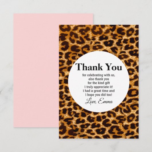 Dier, dierenprint, Luipaard, jachtluipaard dank je Kaart (Voorkant / Achterkant)