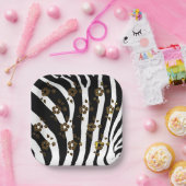 Dier- en bloemontwerp papieren bordje (Feest)