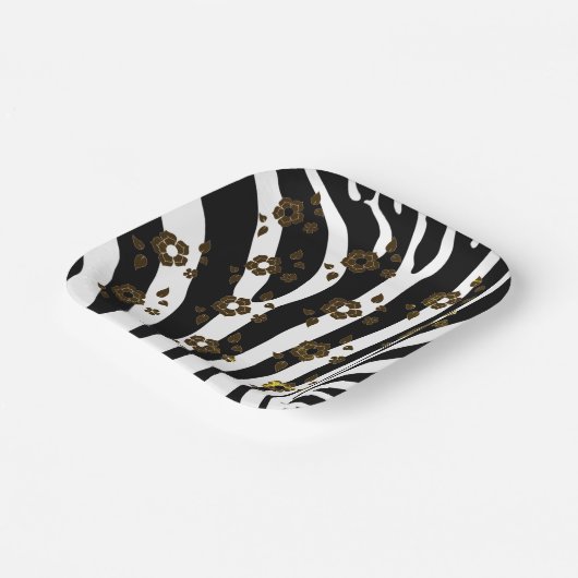 Dier- en bloemontwerp papieren bordje (Gebogen)