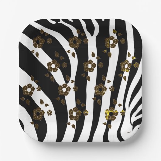 Dier- en bloemontwerp papieren bordje (Voorkant)