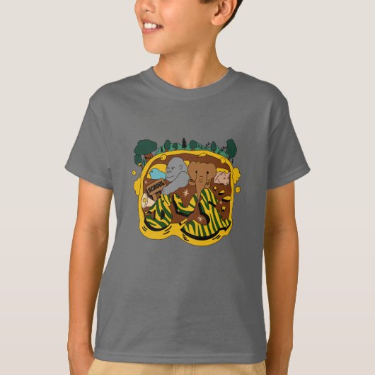 Dier gaat met de bus naar school graffiti t-shirt (Voorkant)