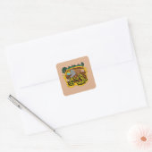 Dier gaat met de bus naar school graffiti vierkante sticker (Envelop)