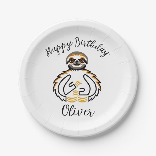 Dier - Graphic SLOTH - Wilde dieren - Partij Papieren Bordje (Voorkant)