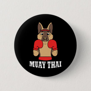 Dier Humor Thaise Kickboksen Grappige Hond Muay Th Ronde Button 5,7 Cm