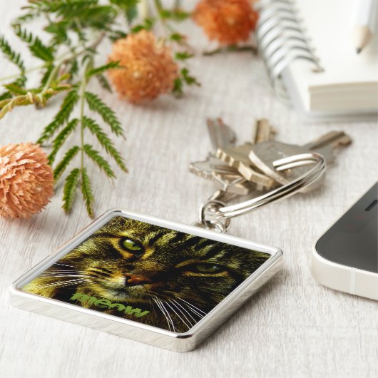 Dier hypnotiserende Kat Ogen Foto Sleutelhanger (Zijkant)