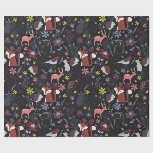 Dier in de bossen herten vos egel collectie cadeaupapier (Zoom)