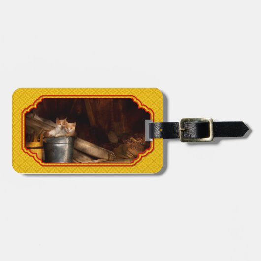 Dier - Kat - Emmer vol plezier Bagagelabel (Voorkant horizontaal)