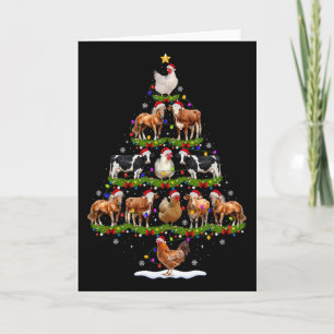 Dier Kerstboom Licht Kip Koe Geit Boerderij Kaart