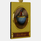 Dier - Kip - Kippenstoofpot Verguld Banner Ornament (Rechts)