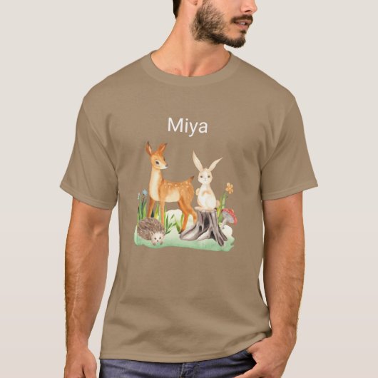 Dier konijn egel Miya retro T-shirt (Voorkant)