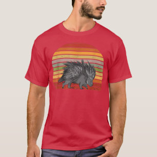 Dier met stekels van het stekelvarken Retro Vintag T-shirt