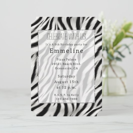 Dier met zwart-wit zebraprint kaart (Staand voorkant)