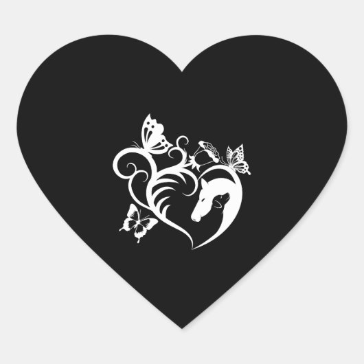 Dier Motief Paard Hond Vlinders Gift Hart Sticker (Voorkant)