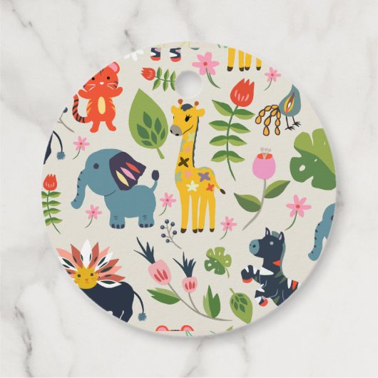 Dier Oerwoud pastel bladpatroon dank u Bedankjes Labels (Achterkant)