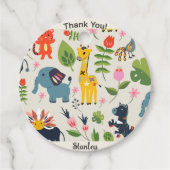 Dier Oerwoud pastel bladpatroon dank u Bedankjes Labels (Voorkant)