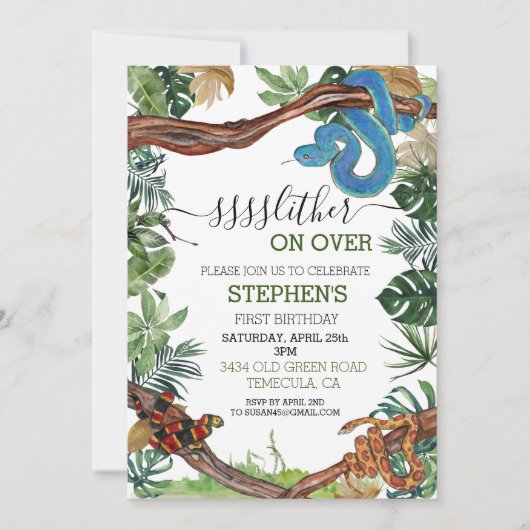 Dier over Snake Reptile Lover Birthday Kaart (Voorkant)