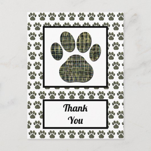 Dier Poot Hond Silhouet Dank Je Briefkaart (Voorkant)
