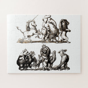 Dier Schattig Kunst Eenhoorn Olifant Leeuw Dierent Legpuzzel