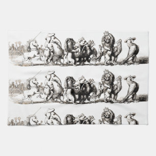 Dier Schattige Kunst Eenhoorn Olifant Leeuw Dieren Theedoek